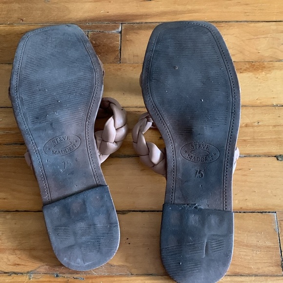 Steve Madden Tan Braided Slide Sandals - Picture 2 of 4
